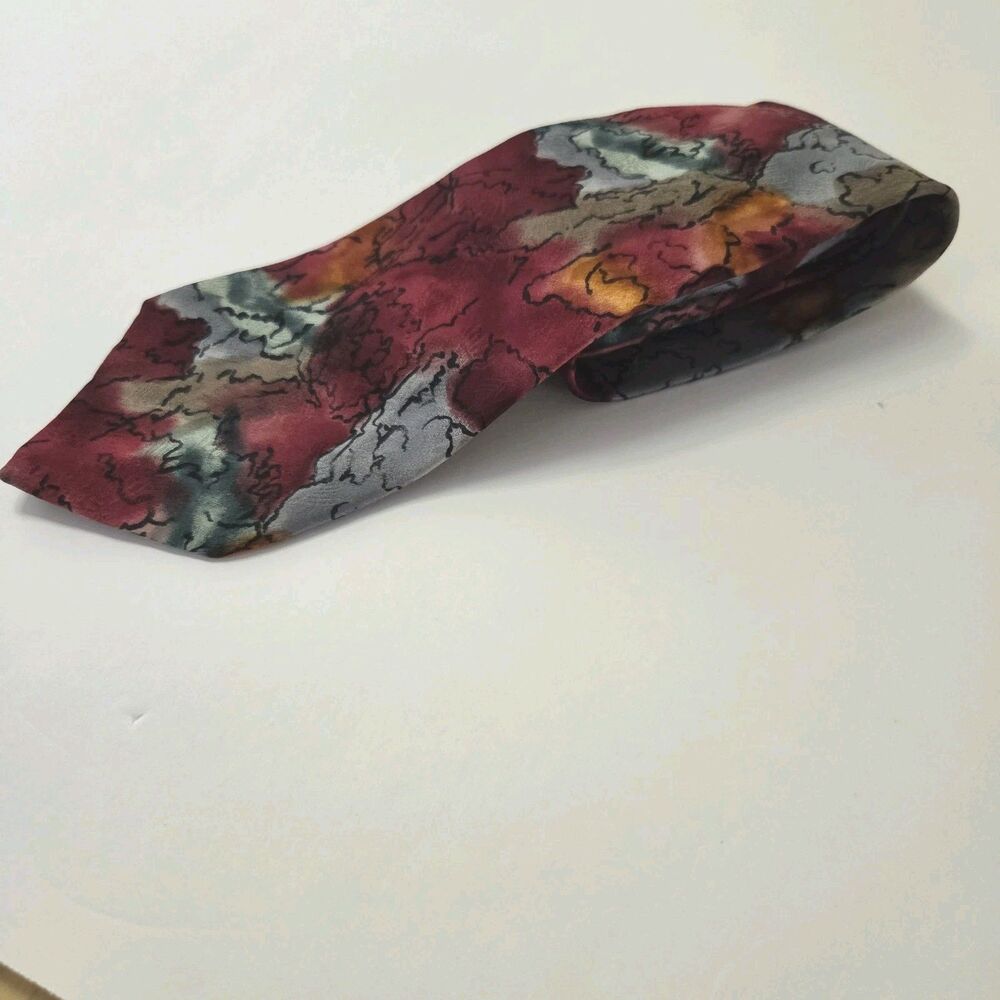 Jerry Garcia Volcano Collection Silk Tie Red & Grey Made in USA by Stonehenge
